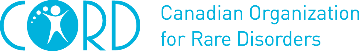 Logo for the Canadian Organization for Rare Disorders (CORD) featuring a stylized figure surrounded by bubbles with accompanying text.